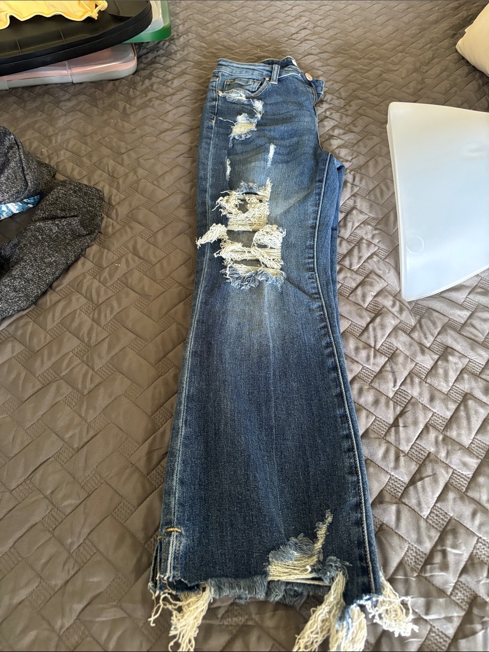 Distressed Blue Women's Ripped Jeans - Picture 4 of 6
